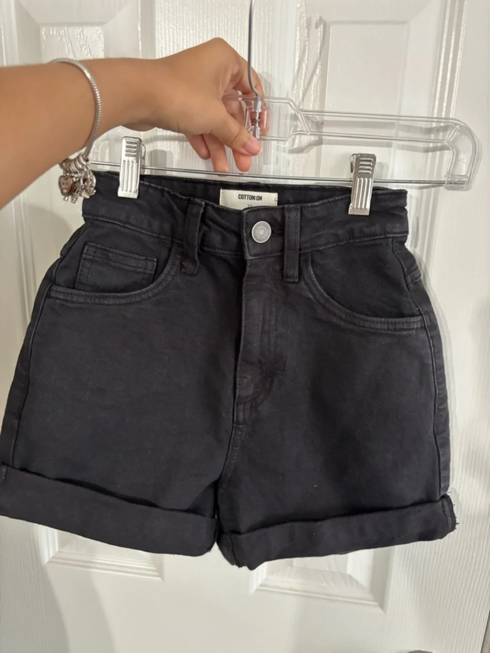 Cotton On Black High-Waist Rolled Hem Jean Shorts - Picture 5 of 7